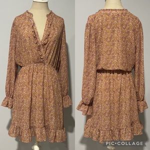 Threads & states floral print ruffle trim dress